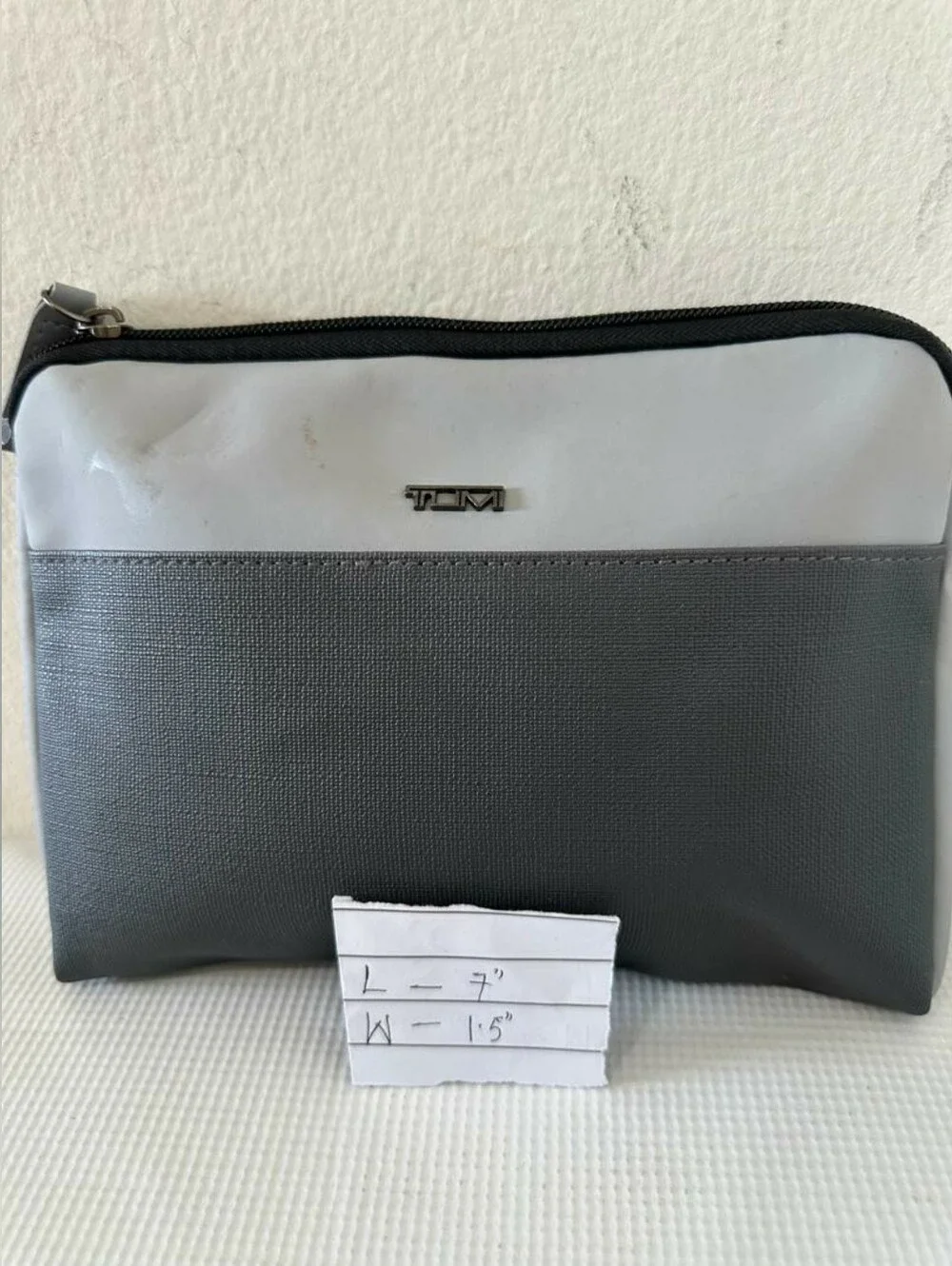 Tumi For Delta Soft Zippered Travel Toiletry Pouch Case Only Grey Two Tone